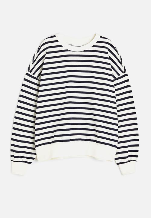 H&M - Sweatshirt - white & dark blue striped
