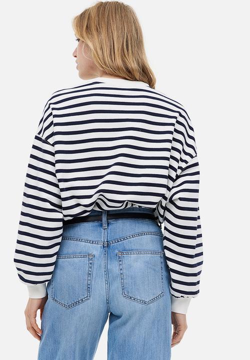 H&M - Sweatshirt - white & dark blue striped