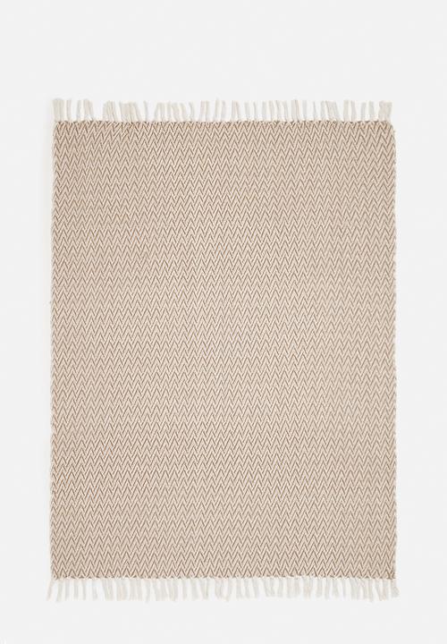 H&S - Herringbone cotton throw - natural & beige