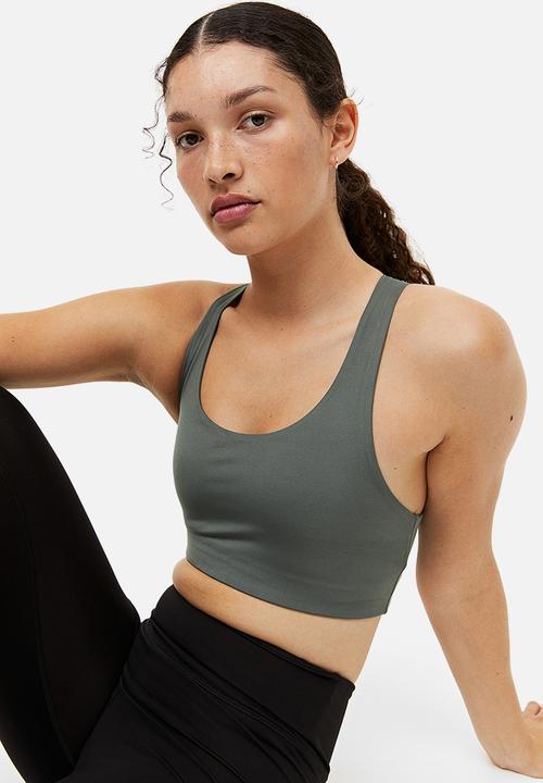 H&M - Drymove™ medium support sports bra - dark khaki green 
