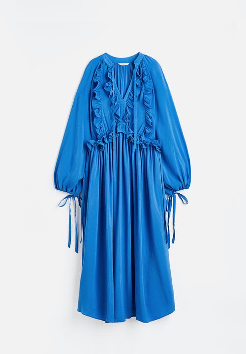 H&M - Voluminous frill-trimmed dress - bright blue