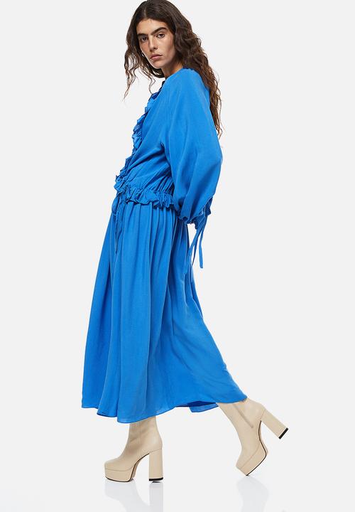 H&M - Voluminous frill-trimmed dress - bright blue