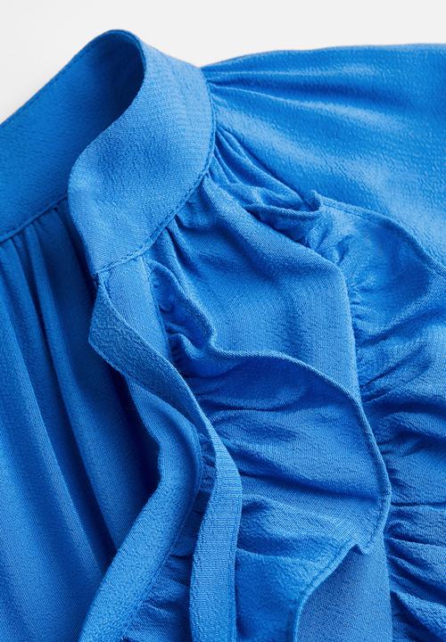 H&M - Voluminous frill-trimmed dress - bright blue