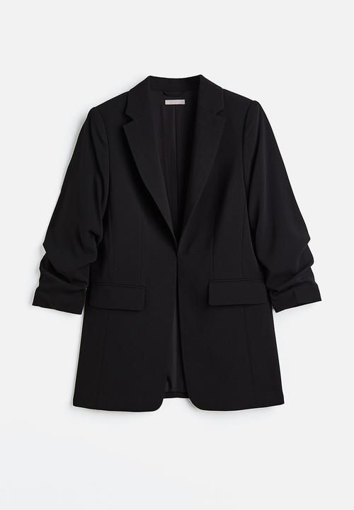 H&M - Gathered-sleeve jacket - black