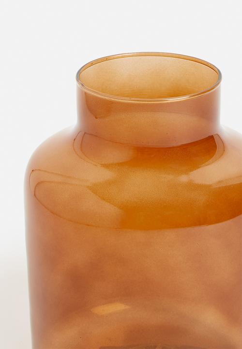 H&S - Funnel recycled glass vase - amber