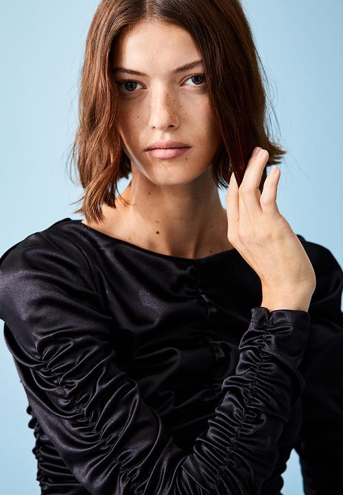H&M - Gathered top - black