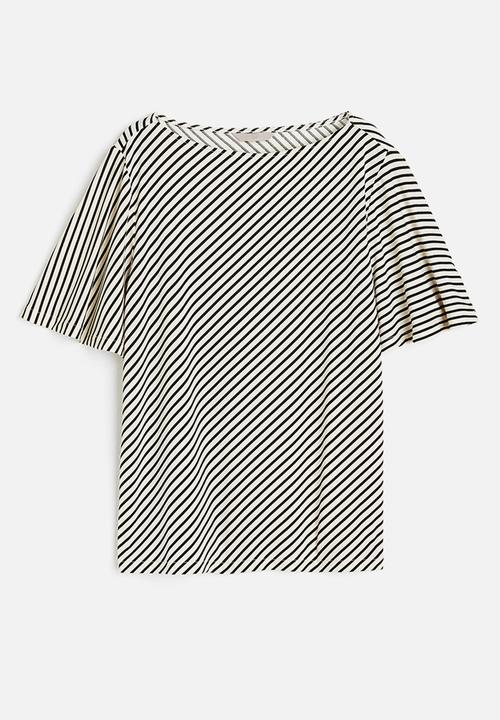 H&M - Jersey top - cream striped 