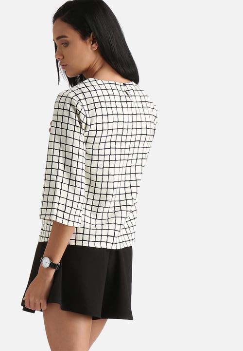 Influence. - Grid Print Pocket Shell Top