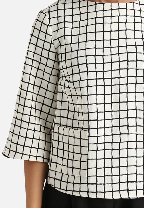 Influence. - Grid Print Pocket Shell Top