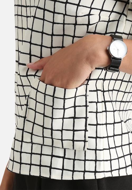 Influence. - Grid Print Pocket Shell Top