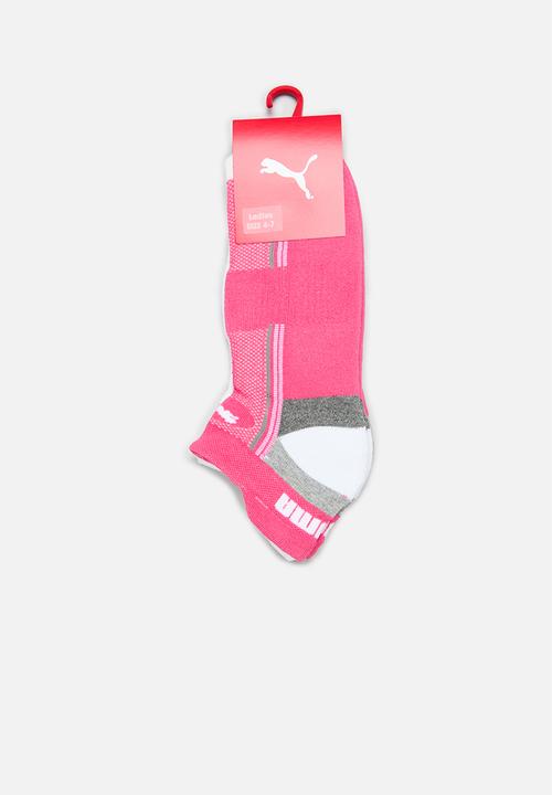PUMA - Ladies 2 pack technical running sock - pink & white