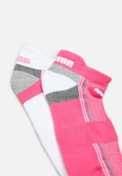 PUMA - Ladies 2 pack technical running sock - pink & white