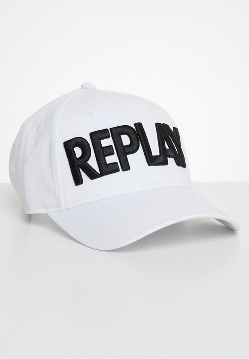 Replay - Logo peak cap - optical white / black