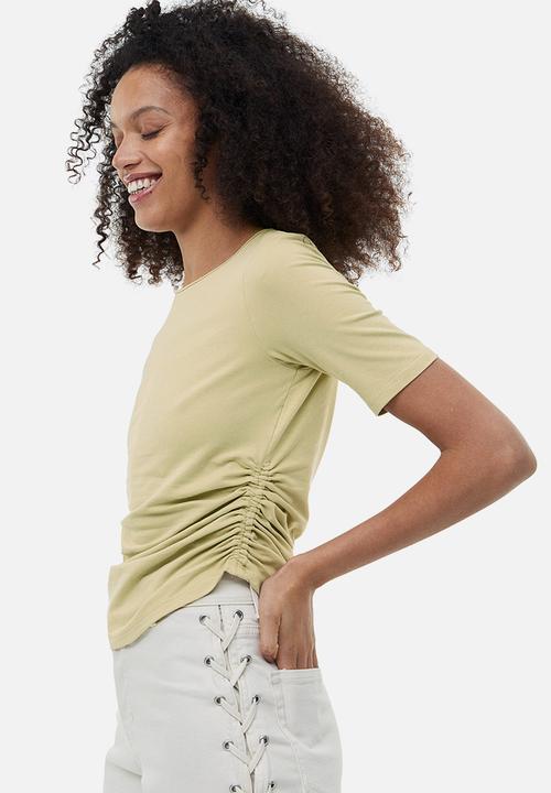 H&M - Gathered jersey top - light pistachio green