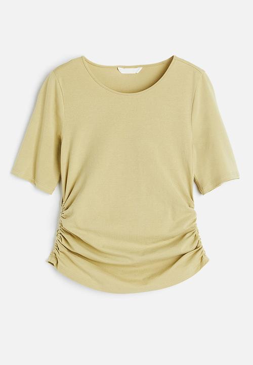 H&M - Gathered jersey top - light pistachio green