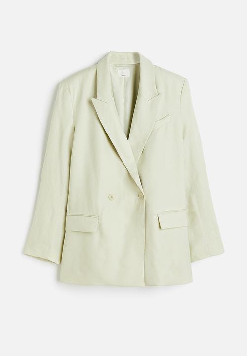 H&M - Double-breasted blazer - light green
