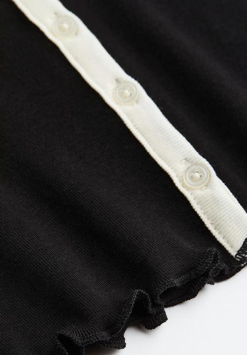 H&M - Button-front cropped top - black