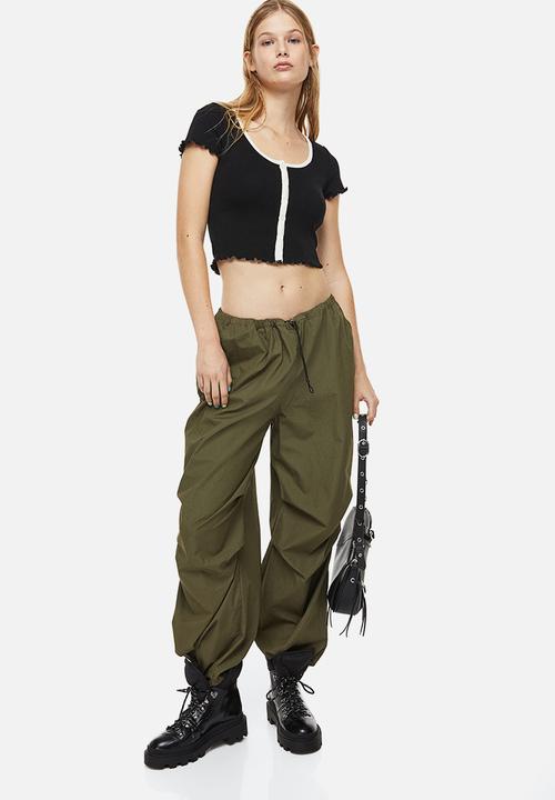 H&M - Button-front cropped top - black