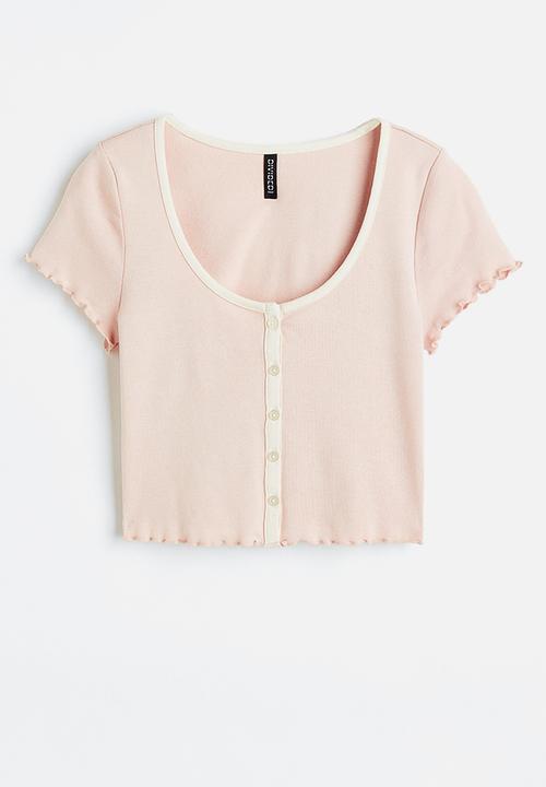 H&M - Button-front cropped top - pink
