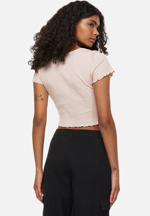 H&M - Button-front cropped top - pink