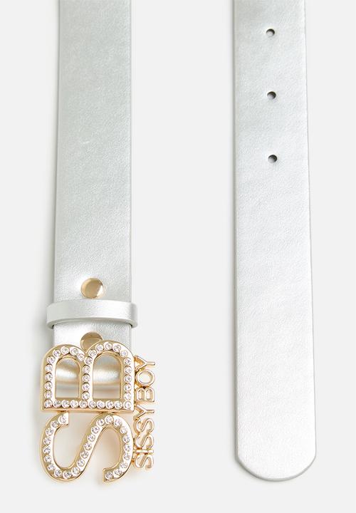 SISSY BOY - Diamante sb belt - silver