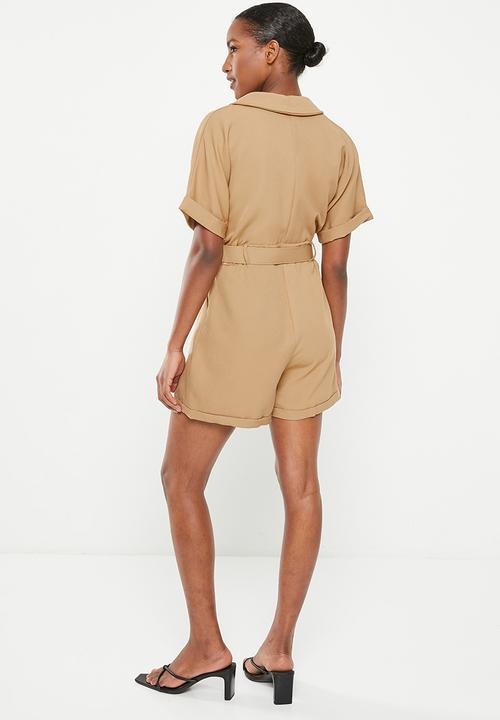 Trendyol - Blazer style short jumpsuit - brown