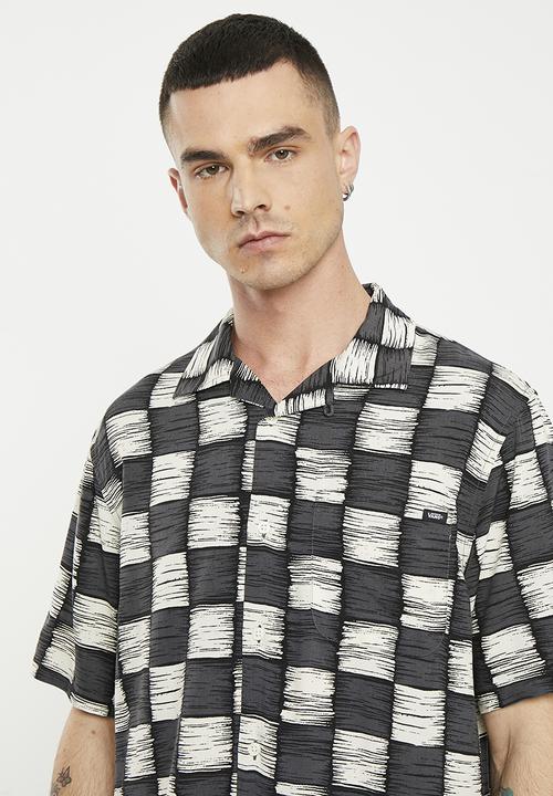 Vans - Moore short sleeve woven asphalt - antique white & black