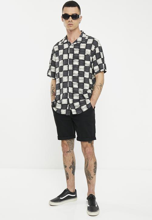 Vans - Moore short sleeve woven asphalt - antique white & black