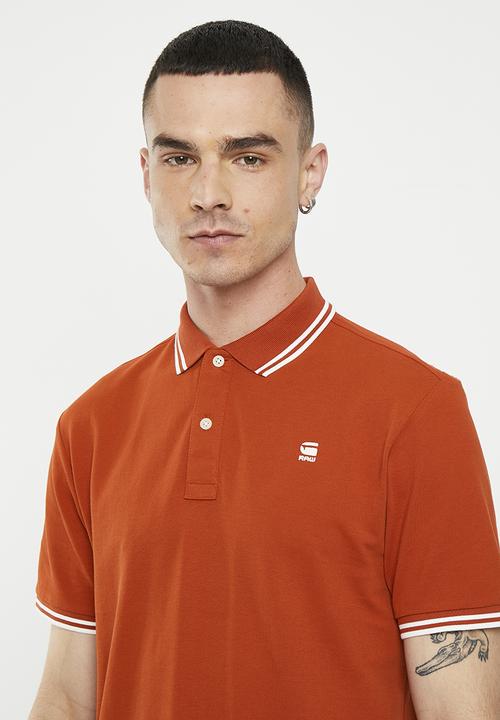 G-STAR - Dunda slim stripe polo short sleeve pk o - rooibos tea