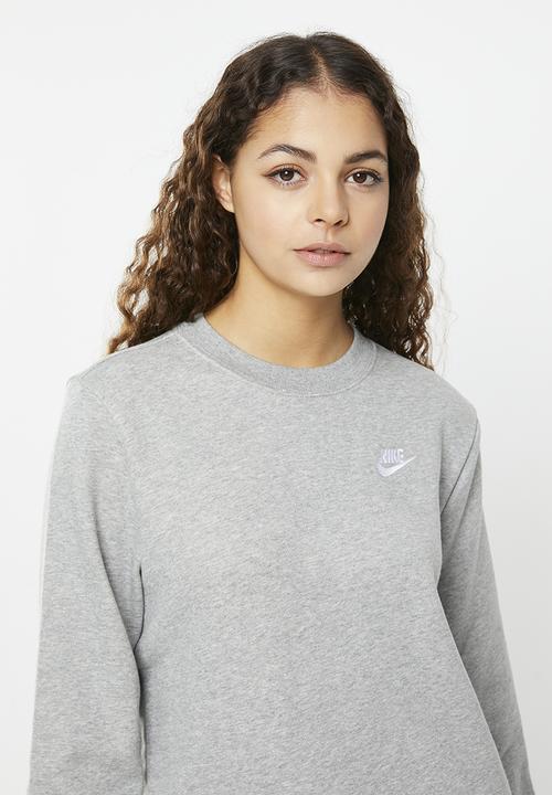 Nike - W nsw club flc crew std - grey & white 