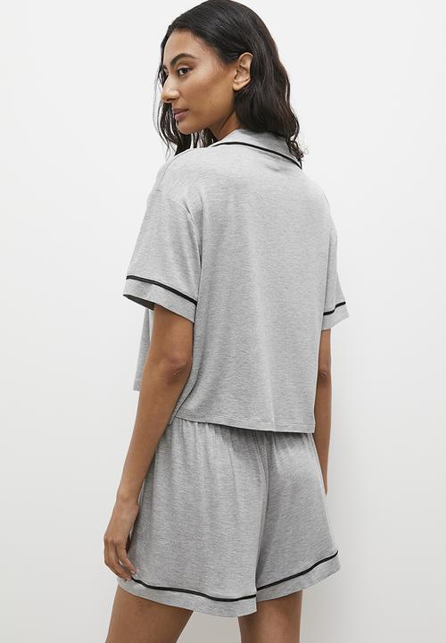 Superbalist - Soft knit piping set - grey mel with black piping