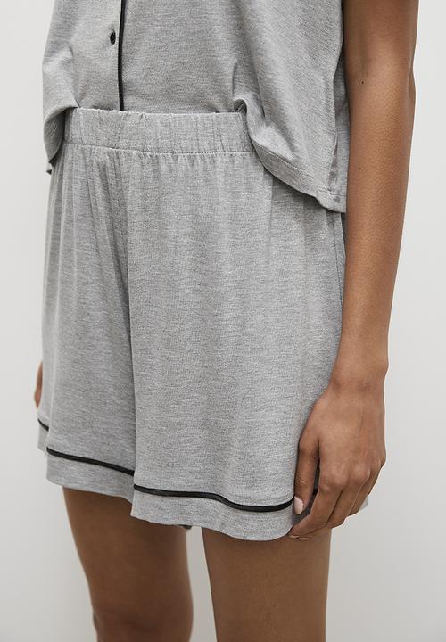 Superbalist - Soft knit piping set - grey mel with black piping