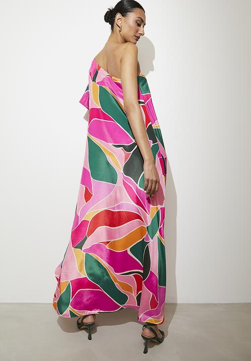 VELVET - Asym kaftan dress - stained glass graphic flower