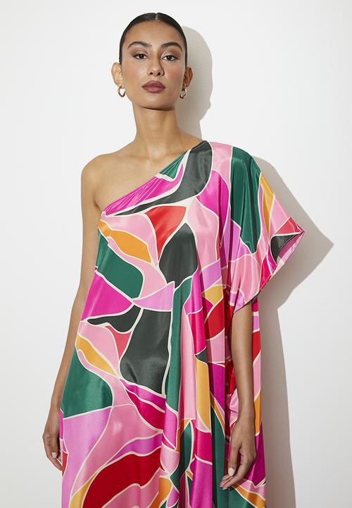 VELVET - Asym kaftan dress - stained glass graphic flower