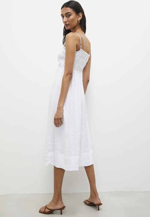 Superbalist - Strappy shirring bodice midi dress - white