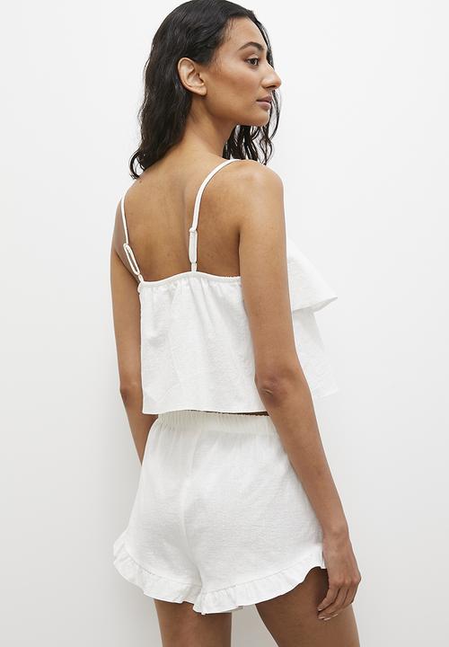 Superbalist - Cotton frill cami set - white