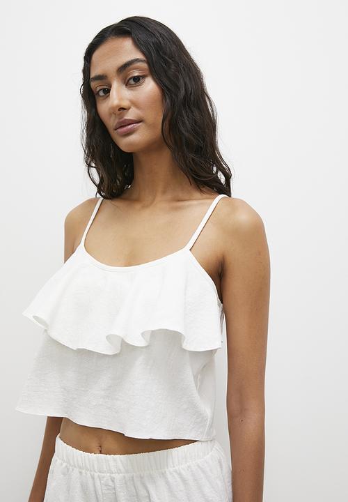 Superbalist - Cotton frill cami set - white