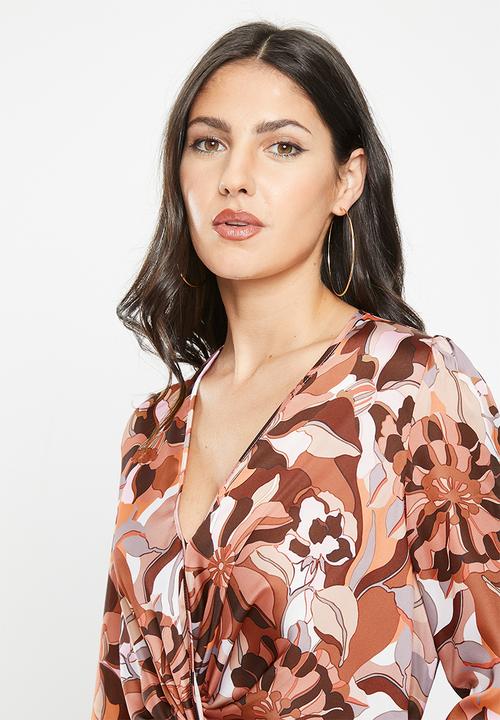 SISSY BOY - Knot yourself: blouse with knot front detail - brown multi