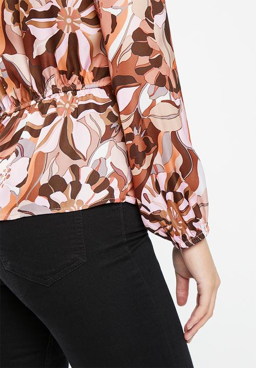 SISSY BOY - Knot yourself: blouse with knot front detail - brown multi