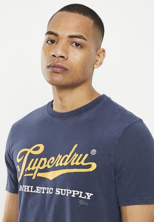 Superdry. - Vintage scripted college tee - nautical navy