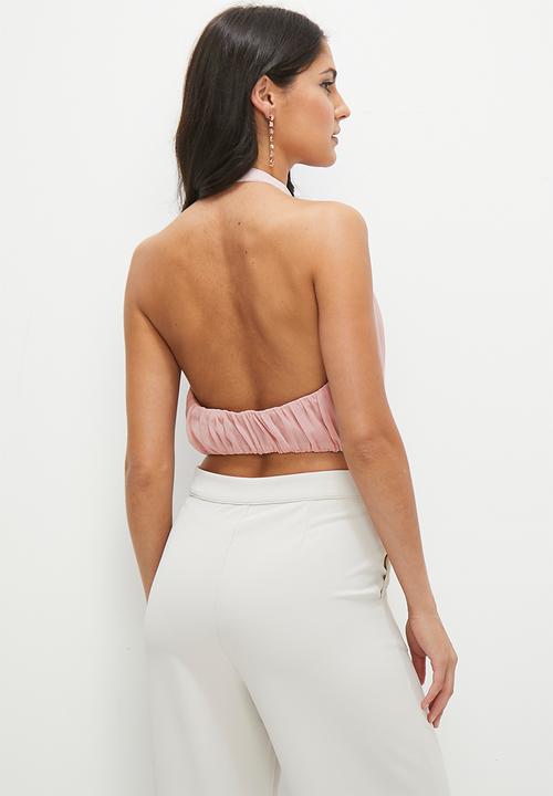 MILLA - Draped cropped halter - violet ice