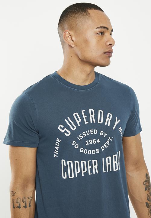 Superdry. - Vintage copper label tee - blue bottle