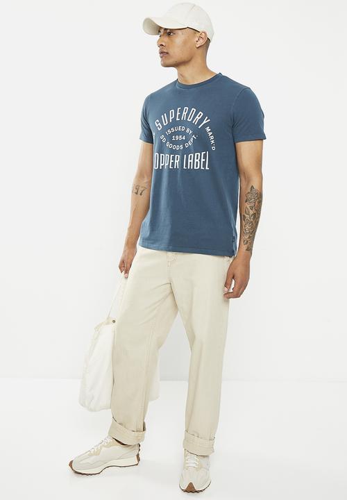 Superdry. - Vintage copper label tee - blue bottle