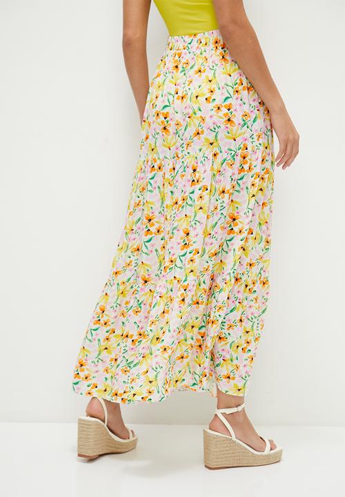 MILLA - Tiered maxi skirts - bright floral burst