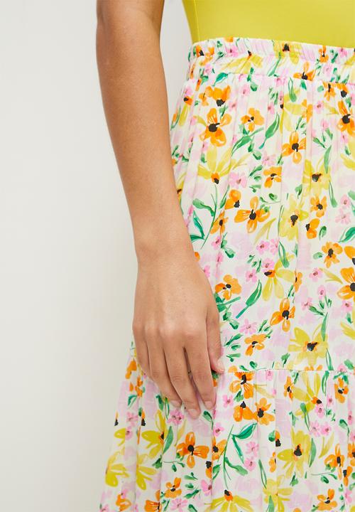 MILLA - Tiered maxi skirts - bright floral burst