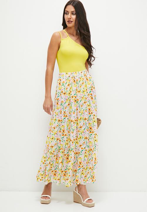 MILLA - Tiered maxi skirts - bright floral burst