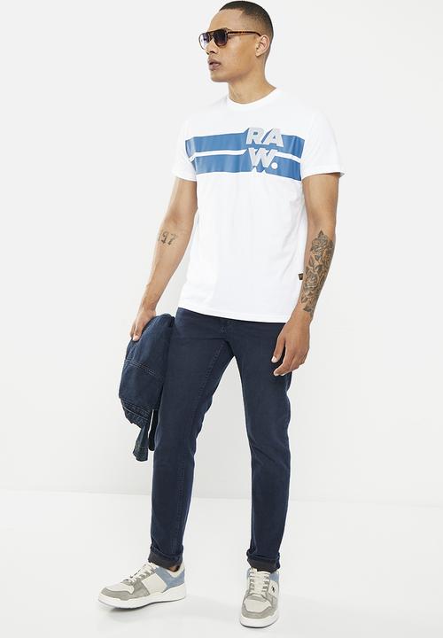 G-STAR - Raw stripe graphic R T short sleeve  - white