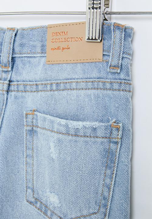 MINOTI - girls basic mom jean - light blue denim