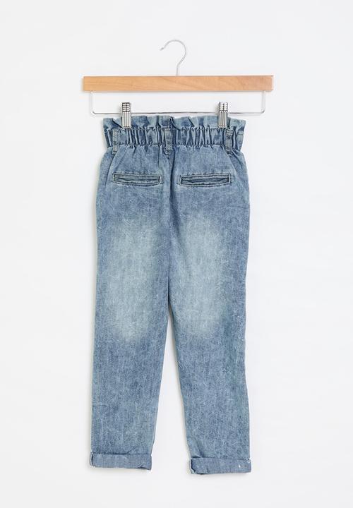 MINOTI - Paperbag waist denim jeans - acid blue