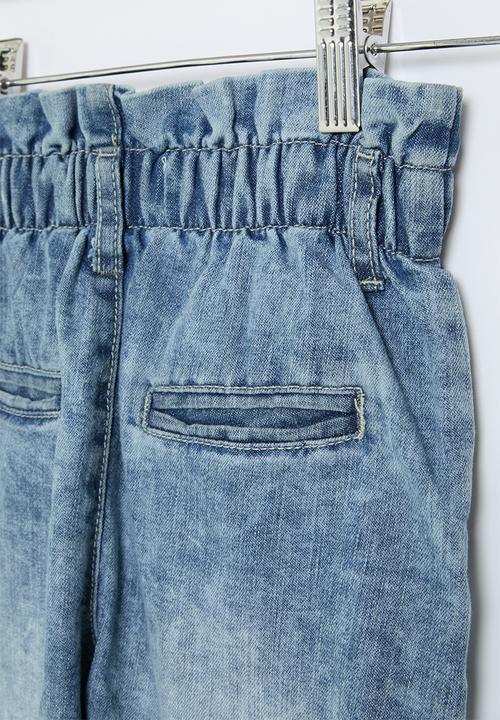 MINOTI - Paperbag waist denim jeans - acid blue